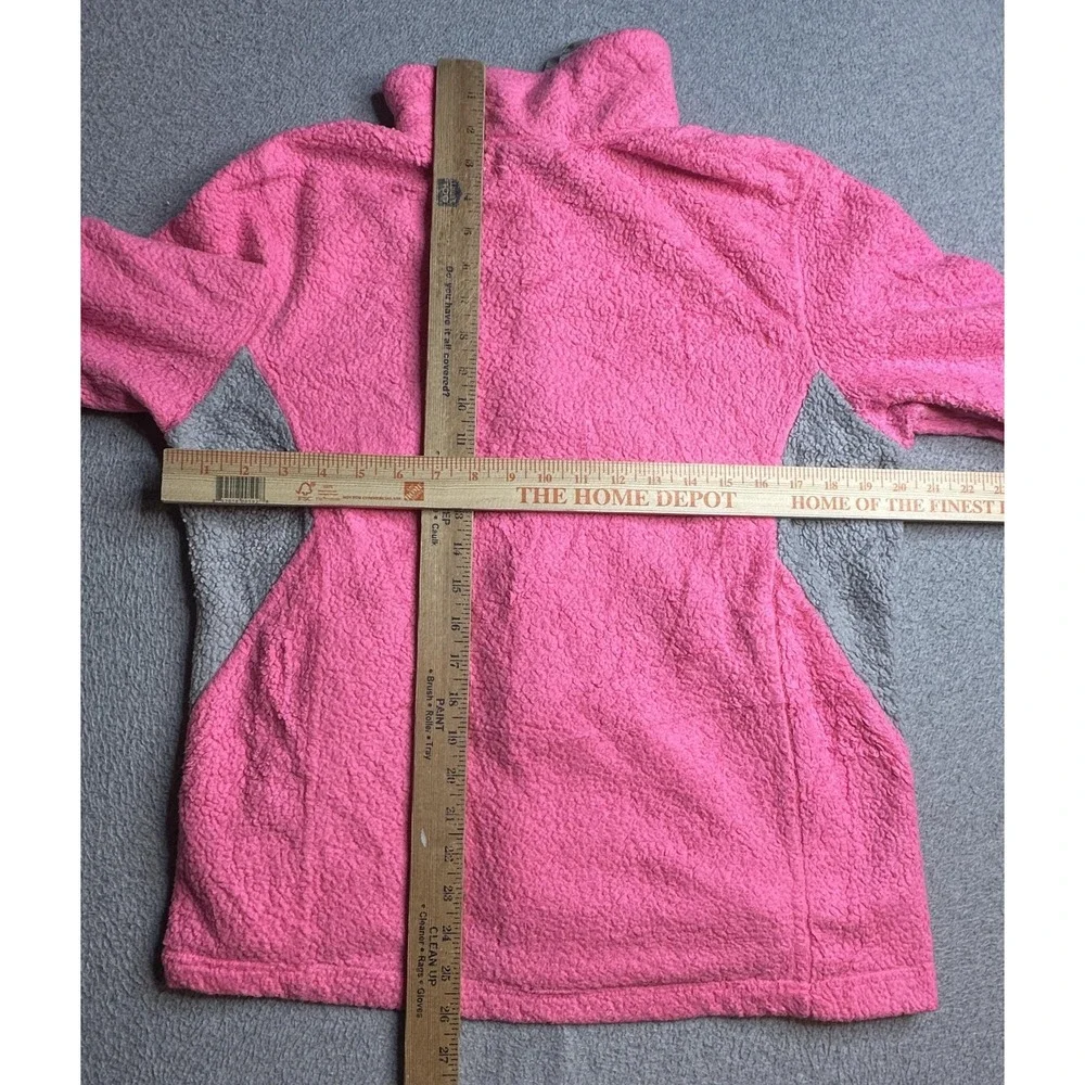 The North Face Jacket Girls XL 18 Pink Fuzzy Fleece Full‎ Zip Pockets Outdoor